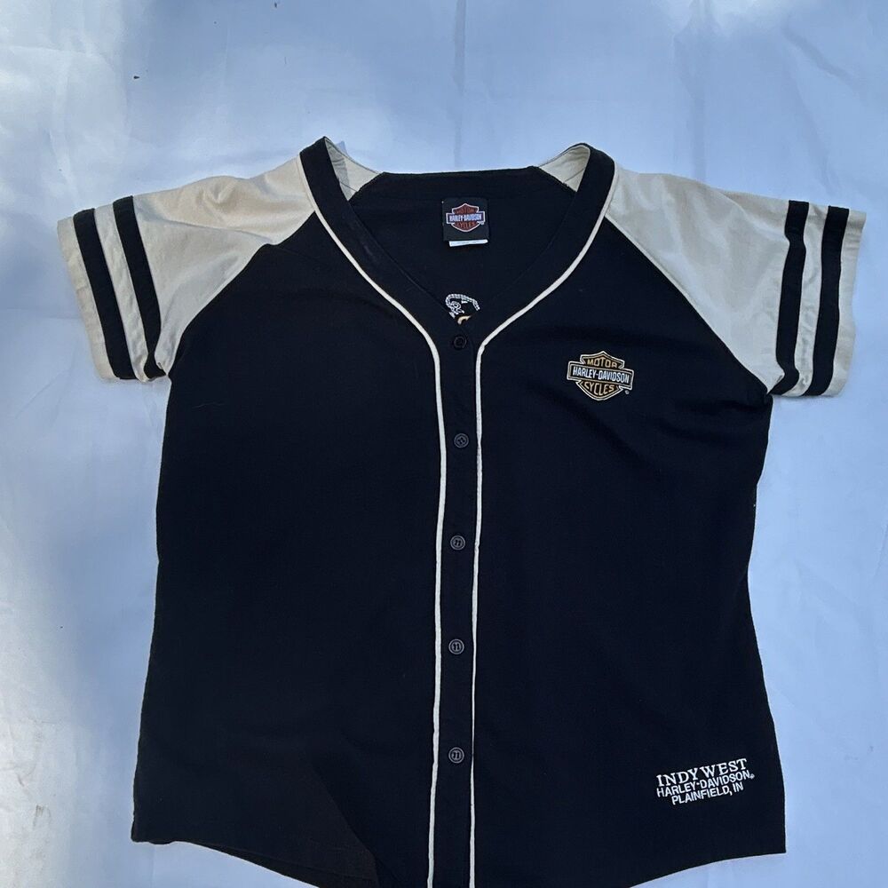 Indy West Plainfield IN Harley-Davidson Baseball Shirt  Women XL Black/Yellow